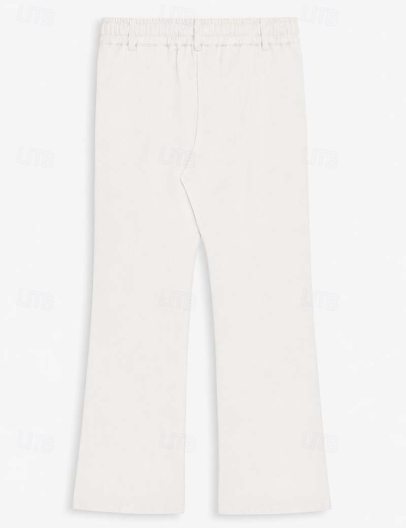 Men's Trousers Dress Pants Bell Bottom Flared Pants Suit Pants Pocket Elastic Waist Plain Comfort Soft Full Length Daily Outdoor Going out Fashion Casual White Khaki Micro-elastic 2026 - $29.99 –P6