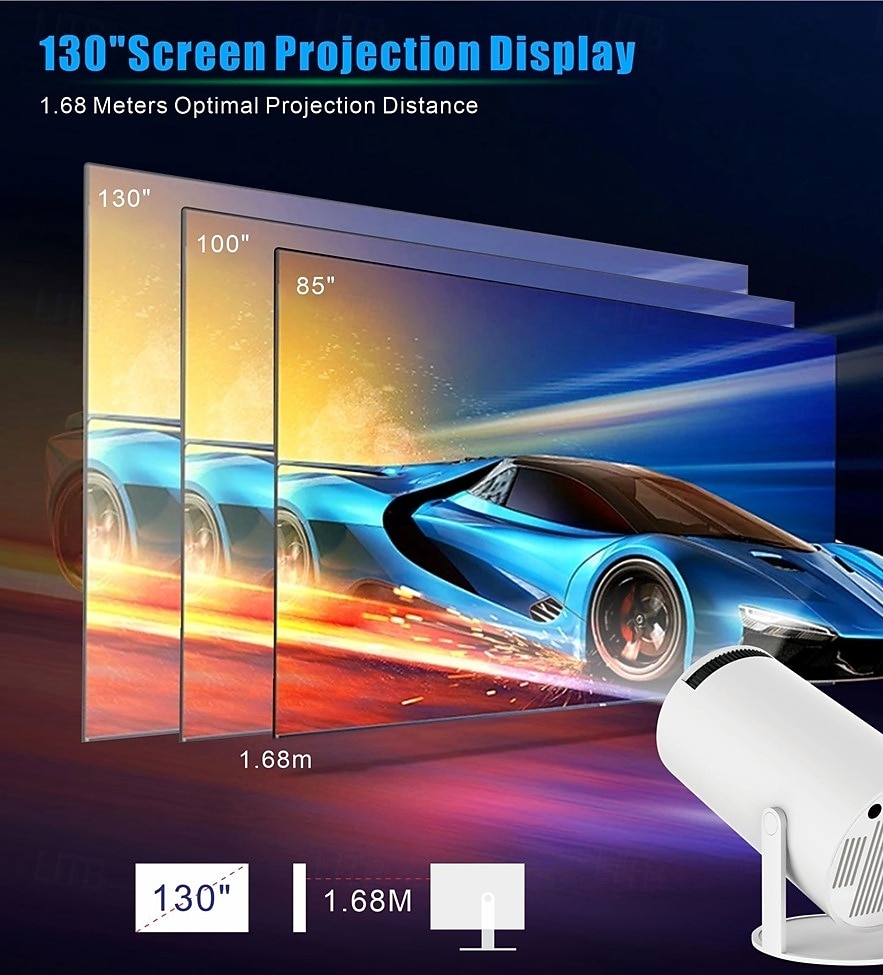 Novo HY300 PRO Projetor Inteligente Portátil Android 13.0 1280 * 720 Resolução 28 Memória WIFI LCD Vídeo 720P Home Theater Projetor 4K Bluetooth 5.4 Presente do Dia dos Namorados de 2026 por $109.99 –P1