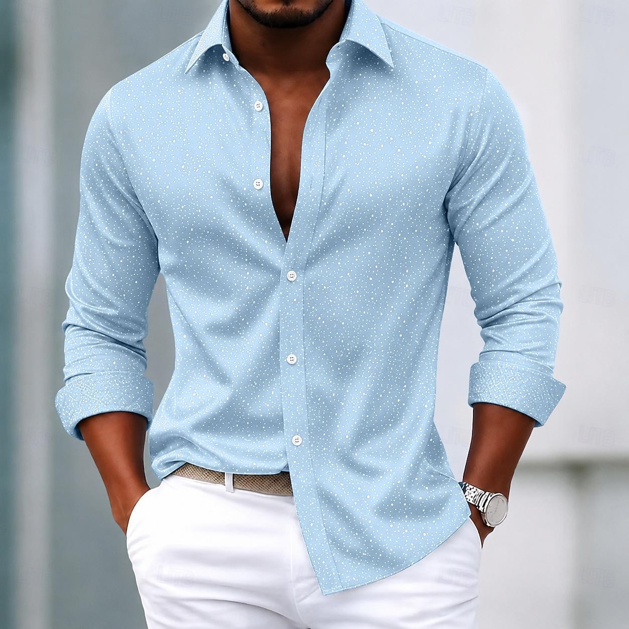 Men's Shirt Dress Shirt Button Up Shirt Polka Dot Casual Daily White Light Blue Black Red Long Sleeve Turndown All Seasons Clothing Apparel Slim Fit 2026 - $27.99 –P1