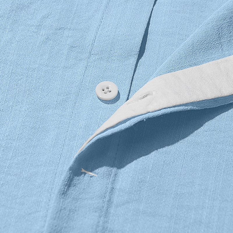 Men's Shirt Linen Shirt Summer Shirt Beach Wear Button Up Shirt Color Block Vacation Holiday White Black Sky Blue Green Short Sleeves Shirt Collar Summer Spring Clothing Apparel 2026 - $26.99 –P3
