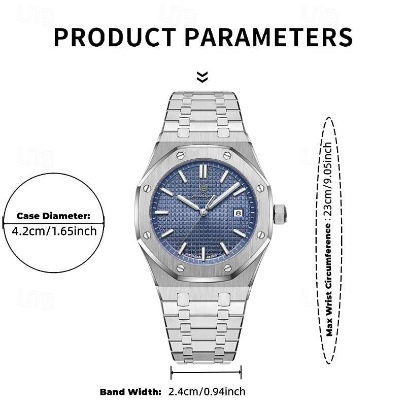 Luxury Men's Watch Rose Gold Stainless Steel Octagonal Bezel Business Fashion Dress Watch with Date Waterproof Luminous Hands Quartz Wristwatch for Men Male Gift 2026 - $39.99 –P7