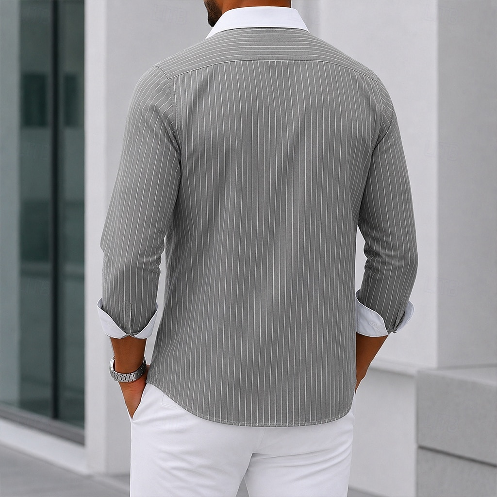 Per uomo Camicia elegante Camicia button-down Camicia a righe Camicia con Colletto A righe Quotidiano Affari Rosa Blu marino Blu Grigio Manica Lunga Collo ripiegato Tutte le stagioni Abbigliamento del 2026 a $29.99 –P2