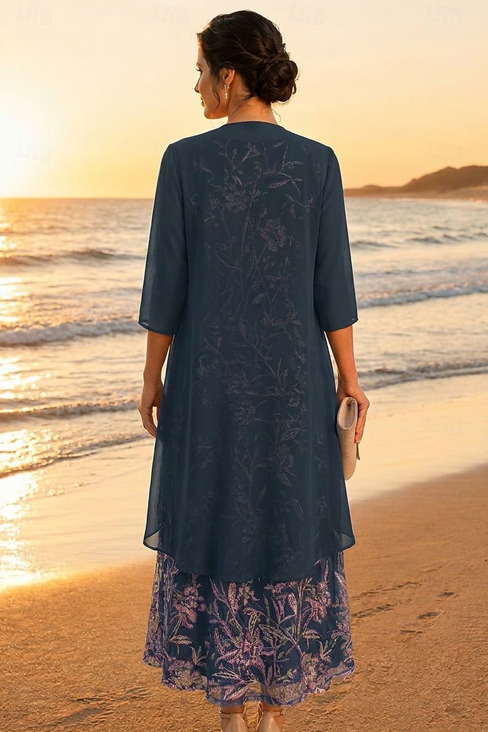 Două Piese Linia -A Lungime Gleznă Rochie Mama Miresei Fără manșon Scoateți gâtul Elegant Simplu Luxos Oficial Invitat la nunta Șifon Dantelă Rochii jacheta cu Dantelă Volane Broderie 2026 - $194.99 –P3