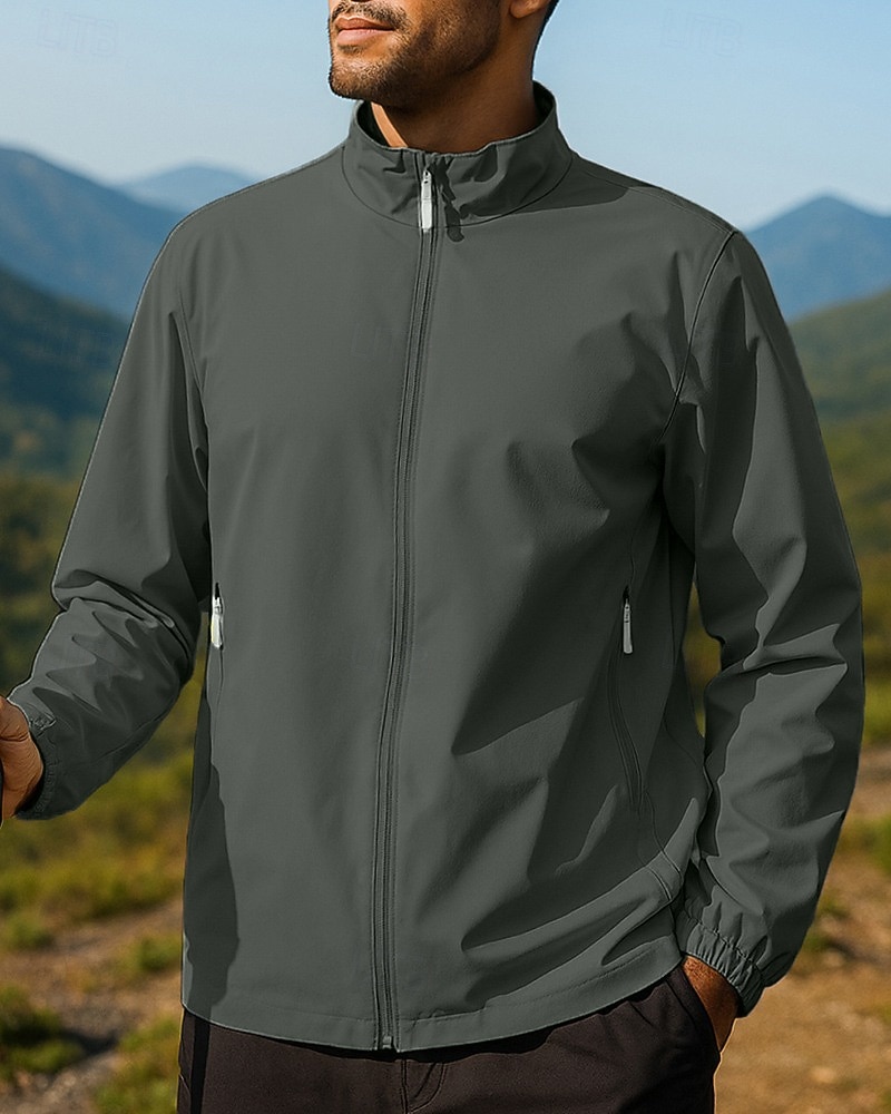 Herre Vindtett jakke Softshell jakke Turjakke Utendørs Vanntett Vindtett Turantrekk Turklær Vår Høst Topper Camping / fotturer / grotting Løp Svart Hvit Gul 2026 - $31.99 –P7