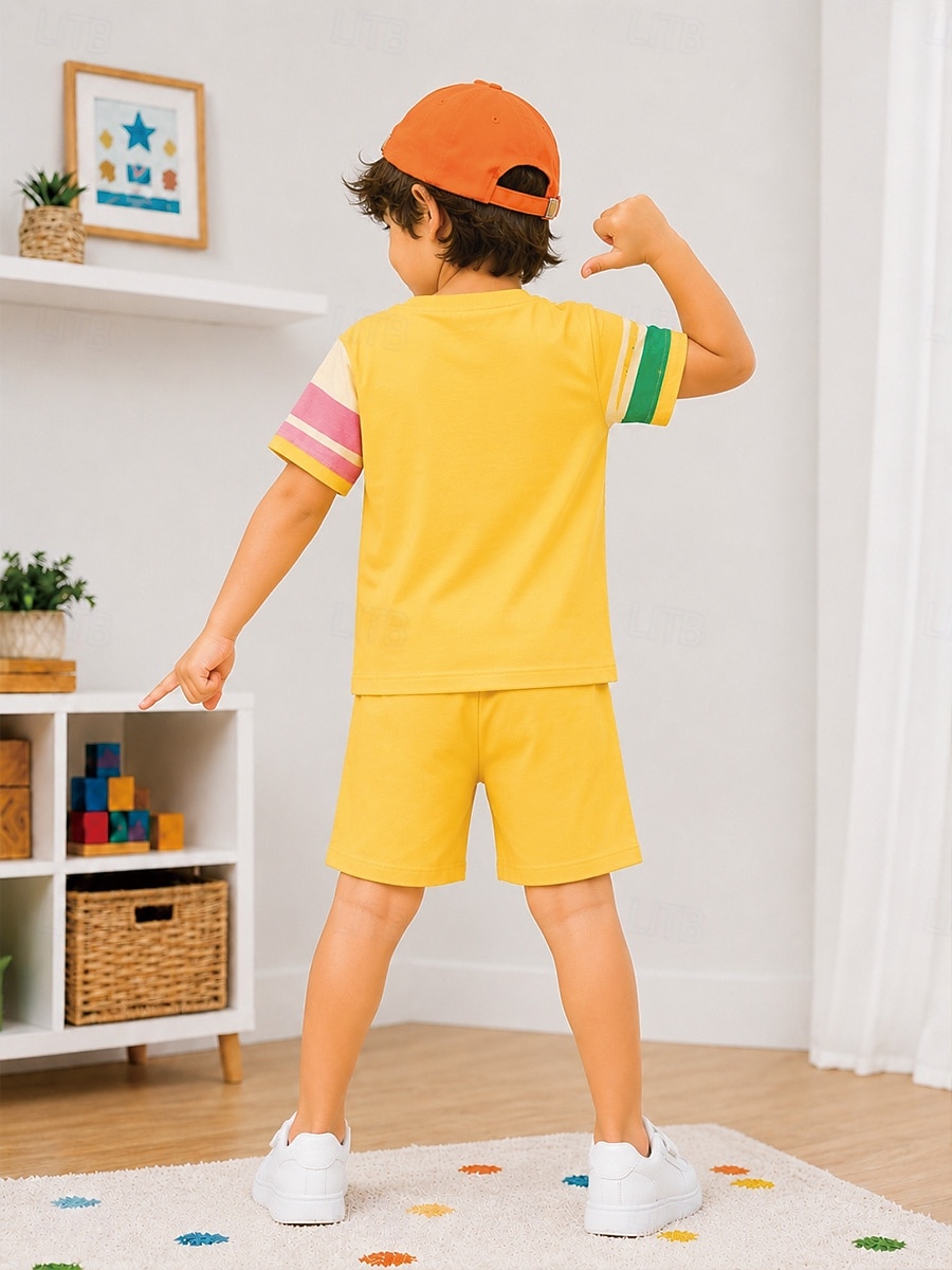Boys' 3D Graphic Football Pajamas Tee & Pants Pajama Sets Tee & Shorts Pajama Sets Short Sleeve 3D Print Summer Active Fashion Daily Kids Toddler Boys 3-12 Years Crew Neck Home Indoor Causal Regular 2026 - $18.49 –P3