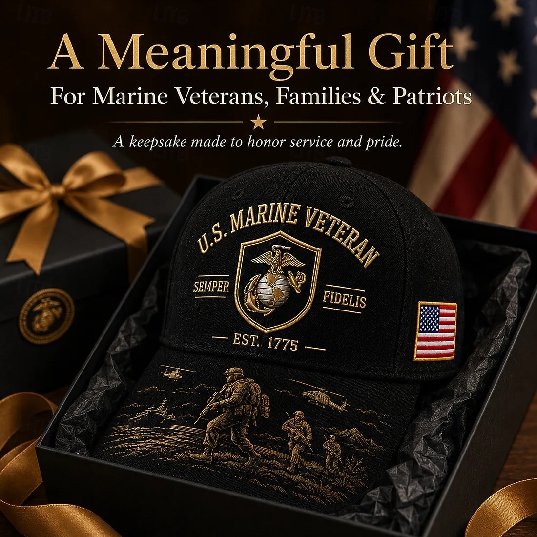 Cappellino da baseball per veterani dei Marines statunitensi, cappello militare ricamato con toppa della bandiera americana, cappellino trucker patriottico regolabile per veterani, per tutti i giorni, del 2026 a $22.99 –P6