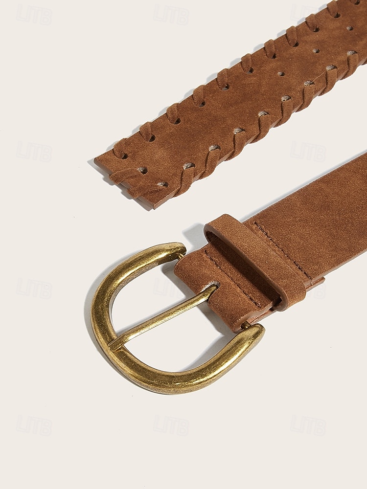 Damesriem van gevlochten imitatieleer met verstelbare tailleband in bruin en koffiebruin, een zomeraccessoire voor jurken, broeken met hoge taille, casual, vakantie-, reis- en dagelijkse kleding. 2026 - $11.99 –P6