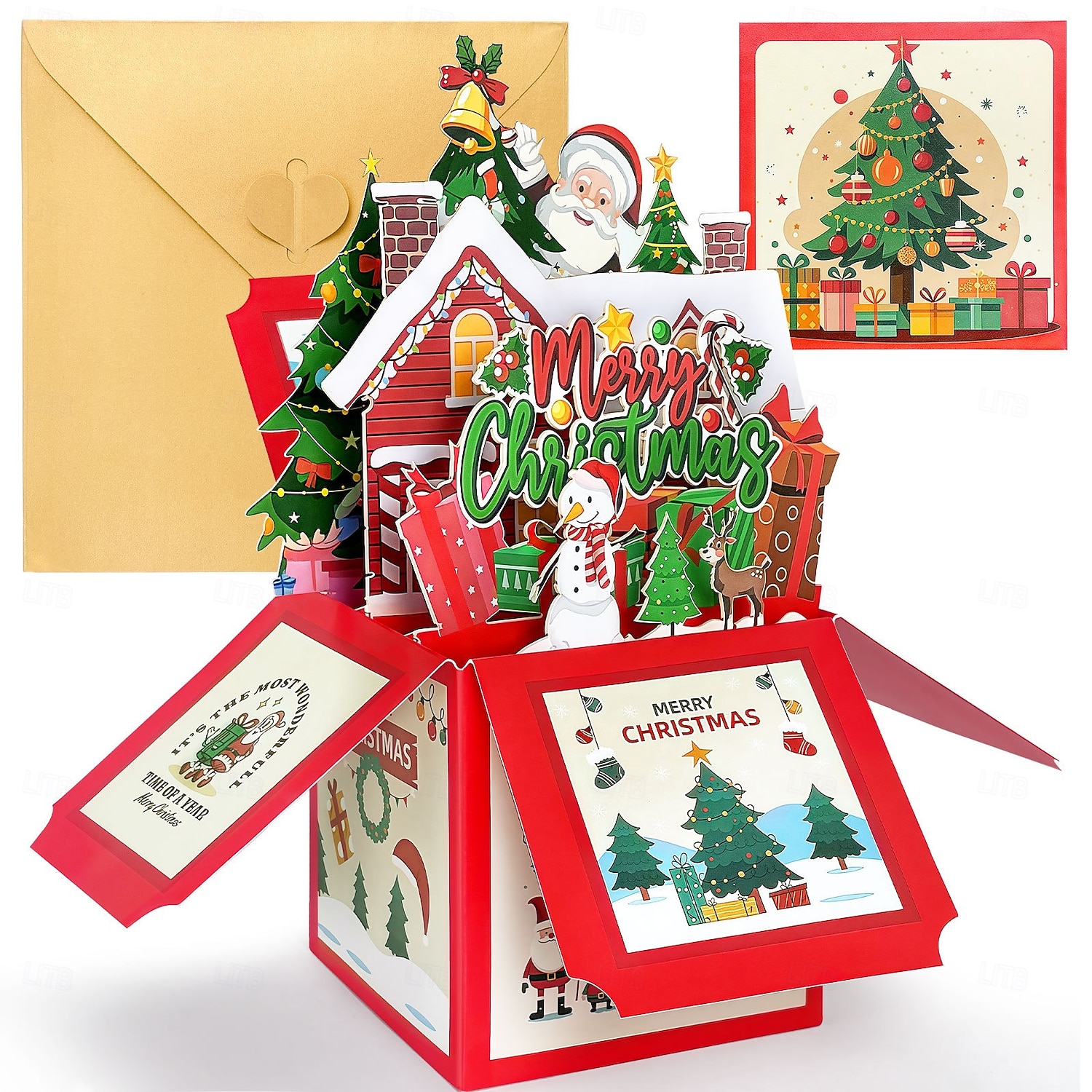 3D-Pop-up-Weihnachtskarte in einer Schachtel, Weihnachtsmann &Weihnachtskarte mit Schneemanndorf, einzigartiges handgefertigtes Geschenk für Kinder, Freunde und Familie, festliche Tischdekoration mit 2026 - $9.99 –P2