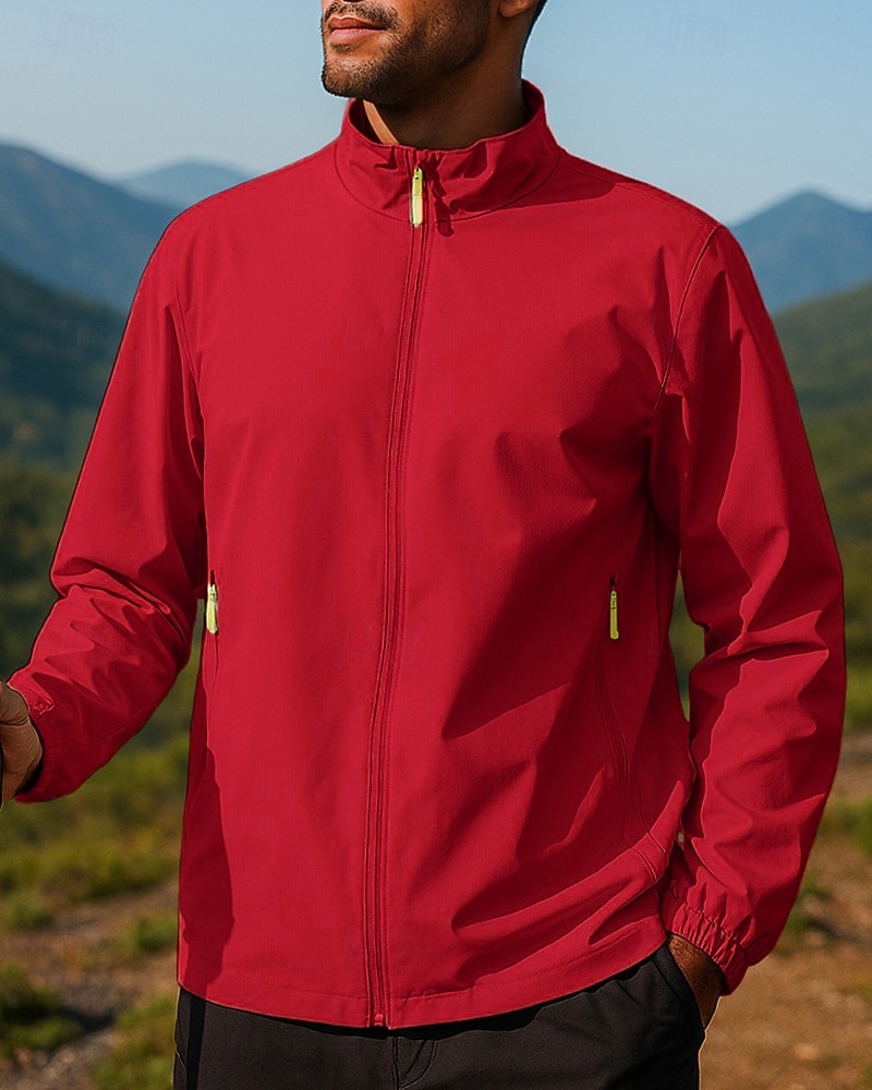 Herre Vindtett jakke Softshell jakke Turjakke Utendørs Vanntett Vindtett Turantrekk Turklær Vår Høst Topper Camping / fotturer / grotting Løp Svart Hvit Gul 2026 - $31.99 –P10