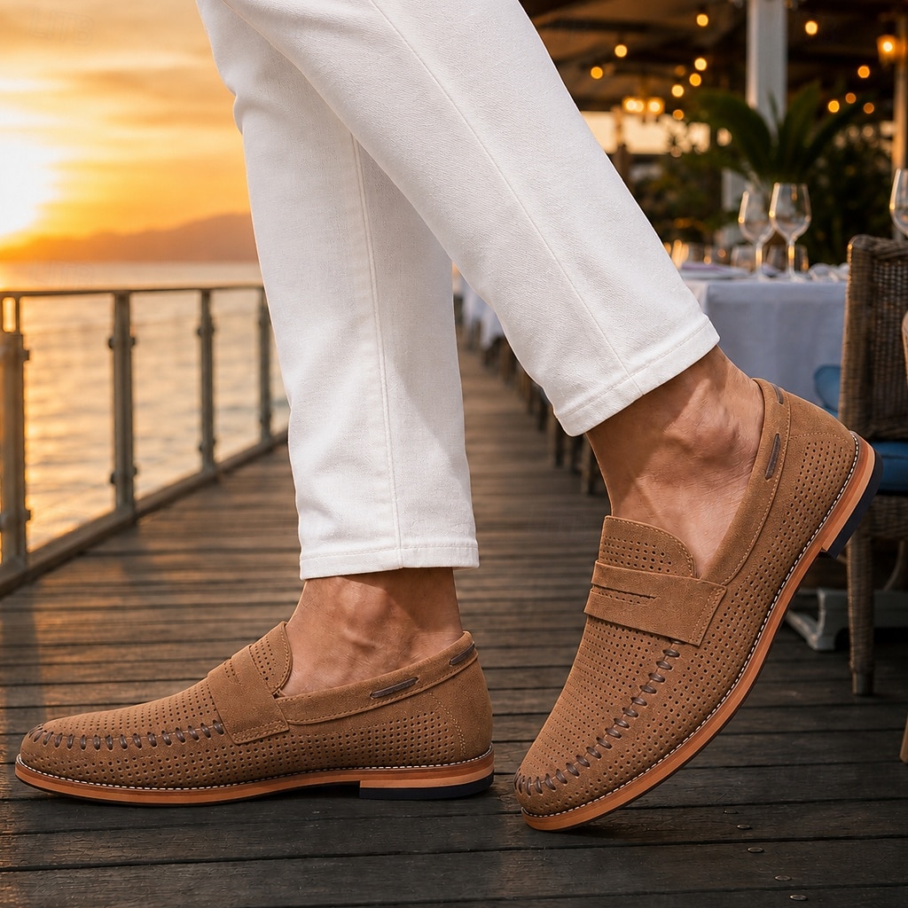 Men's Breathable Perforated Loafers – Lightweight Summer Slip-On Shoes for Vacation Evenings, Outdoor Dining & Resort Casual Wear 2026 - $54.99 –P3
