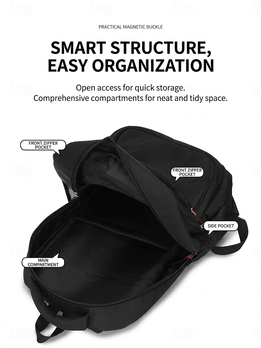 Sac à dos noir pour homme, idéal pour le travail et les études, grande capacité, avec de multiples poches, résistant et doté de bretelles confortables. de 2026 ? $26.99 –P6