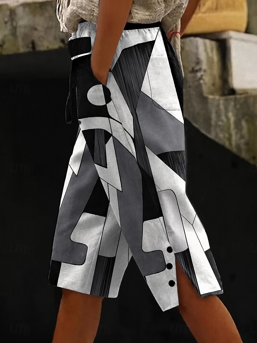 Mujer Pantalones cortos de lino y algodón Pantalones Capri Vacaciones Vintage estilo costero de la abuela Medio corto Media cintura Floral Graphic Abstracto Estampado Comodidad Rígido Diario Exterior 2026 - $31.99 –P6