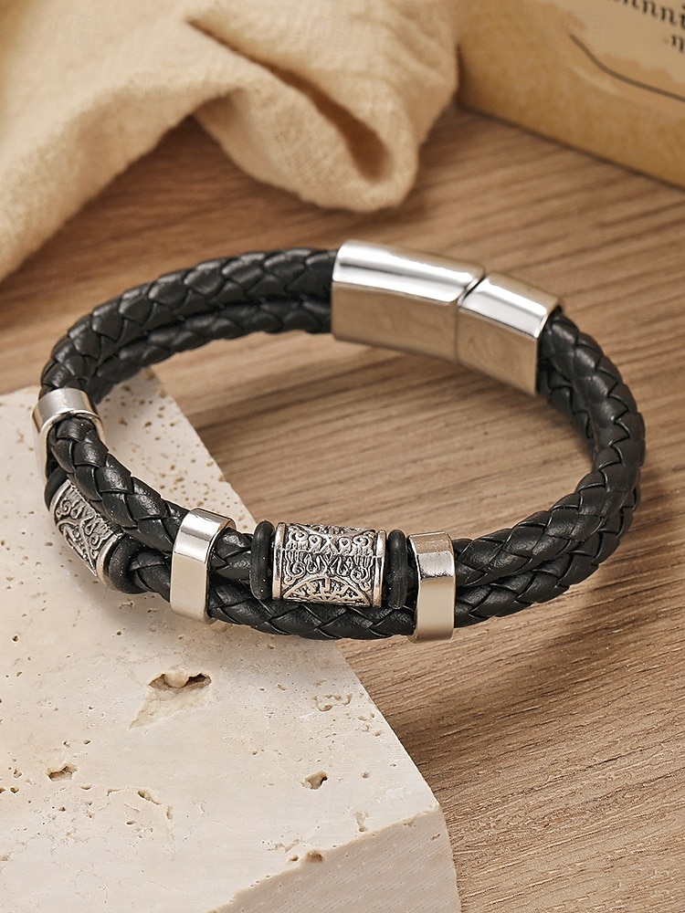 Bracciale da uomo vichingo intrecciato in similpelle e lega, bracciale con rune nordiche multicolore per abbigliamento casual, stile biker, moda outdoor, regalo per lui del 2026 a $11.99 –P5