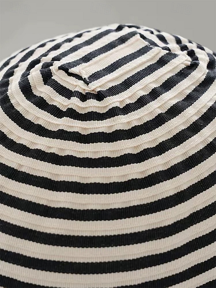 Women's Striped Foldable Sun Hat, Wide Brim Polyester Beach Hat for Women, Packable Summer Travel Vacation Cap, Elegant UV Protection Hat 2026 - $11.99 –P8