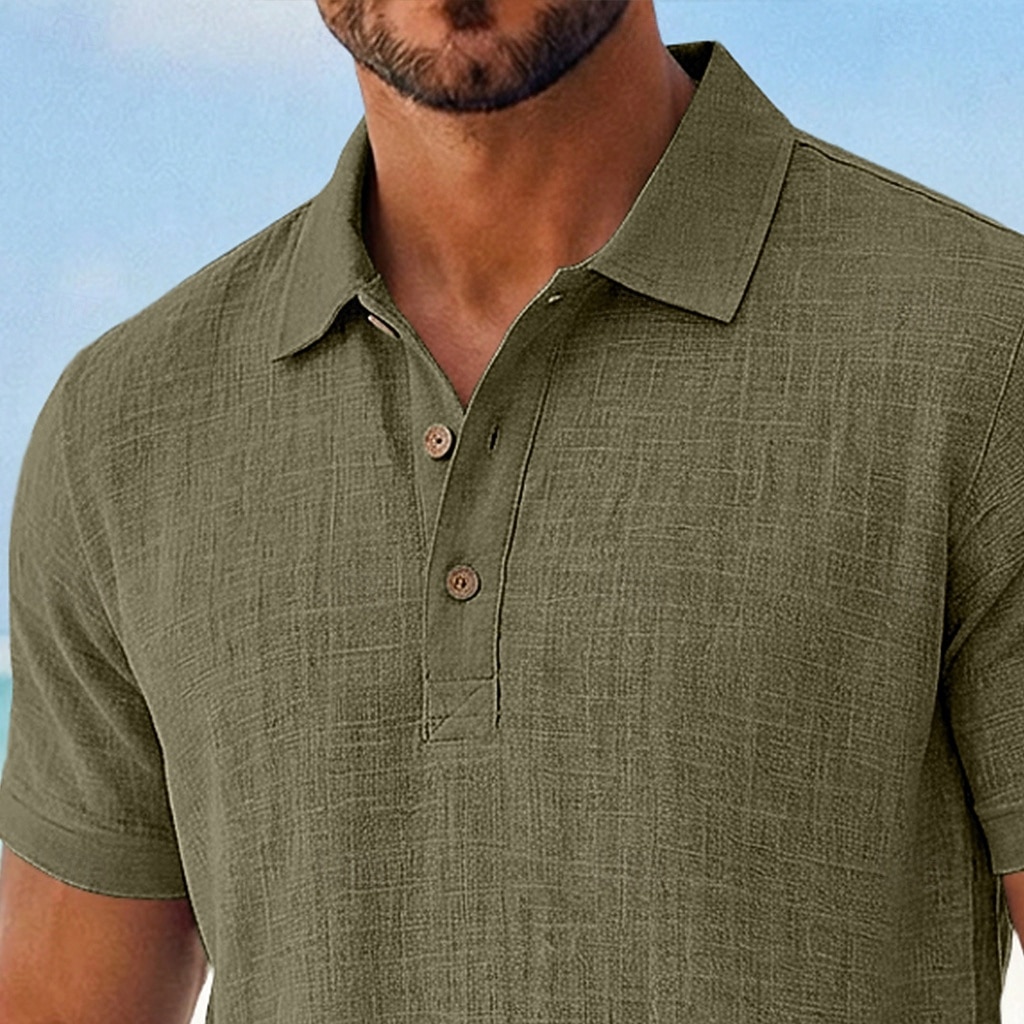 Per uomo Camicia di lino Polo Casuale Vacanza Classico Manica Corta Moda Tinta unica Semplice Bottoni Estate Primavera Vestibilità regolare Bianco Nero Verde chiaro Blu marino Cachi Grigio Camicia di del 2026 a $21.99 –P2