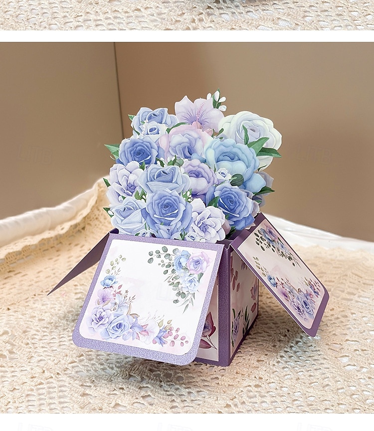 3D-Pop-up-Karte mit lila Rose, große Blumengrußkarte in einer Schachtel für Frauen, Mütter, Ehefrauen, Omas – handgefertigtes Geschenk zum Muttertag, Geburtstag, Jahrestag, als Genesungswunsch, 2026 - $6.99 –P2