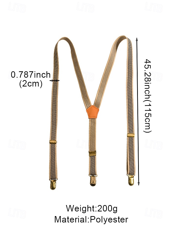 Men's Vintage Striped Elastic Suspenders Adjustable Polyester Braces with Leather Tabs, Classic Y-Back Suspenders for Business Casual, Wedding, Travel, Retro Gentleman Style 2026 - $14.99 –P6