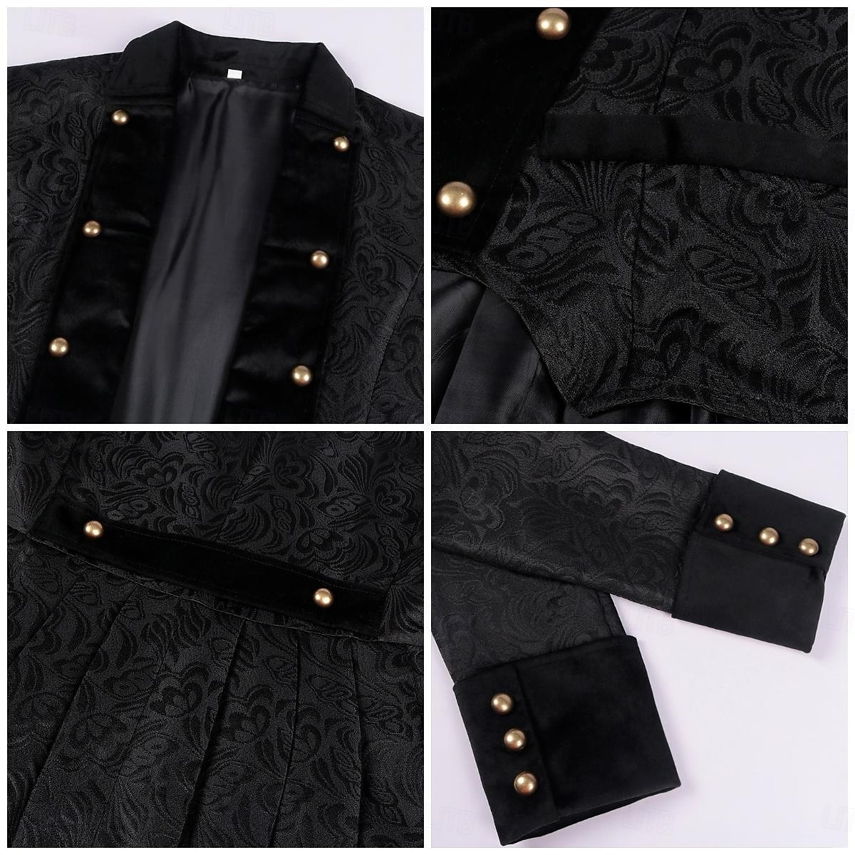 Retro Vintage Medieval Renaissance Coat Long Sleeves Gentleman Nobleman Jacquard Fancy Dress Men's Halloween Carnival Performance Renaissance Fair LARP Adults' Coat 2026 - $66.99 –P6