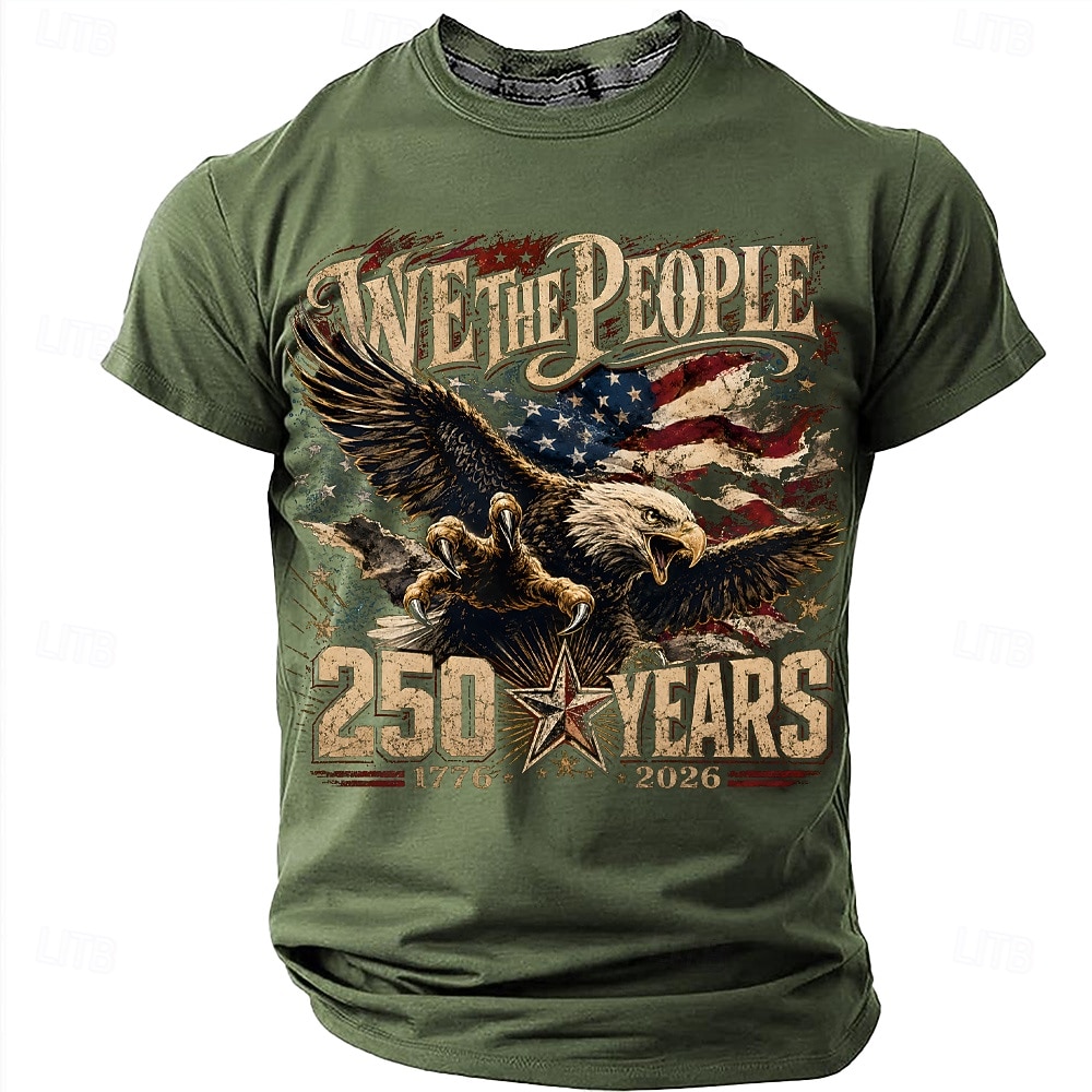 Herren 250. Jubiläum Patriotische Adler American Flag 1776 2026 Graphic T-Shirt Kurzarm Rundhals Sommer Street Top 2026 - $19.99 –P7