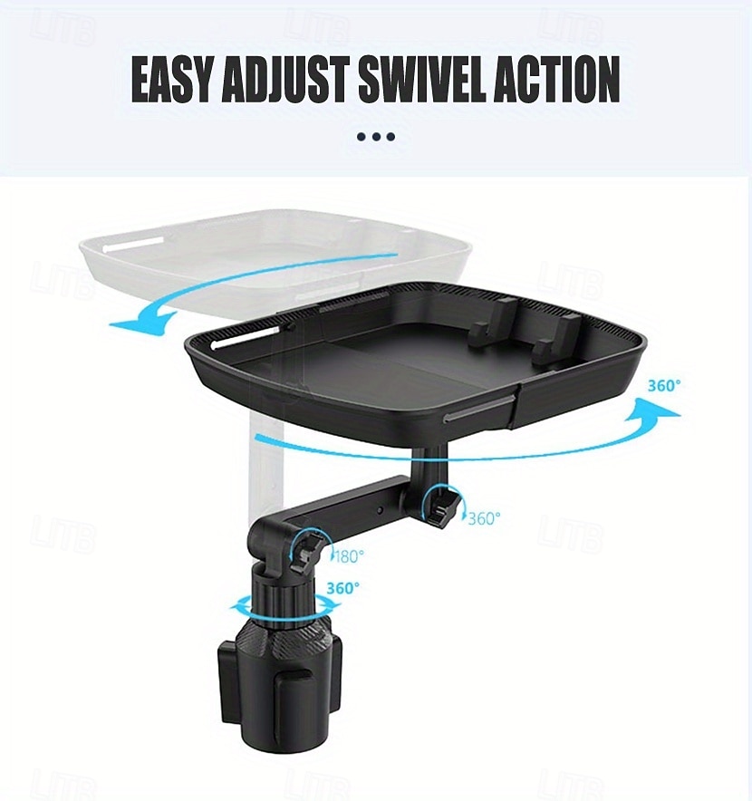 Car Cup Holder Tray with Adjustable 360 Swivel Arm - Universal Car Food Tray for Eating & Drinking, Expandable Cup Holder Expander Table with Phone Slot, Car Road Trip Essentials for Driver Passenger 2026 - $20.99 –P7