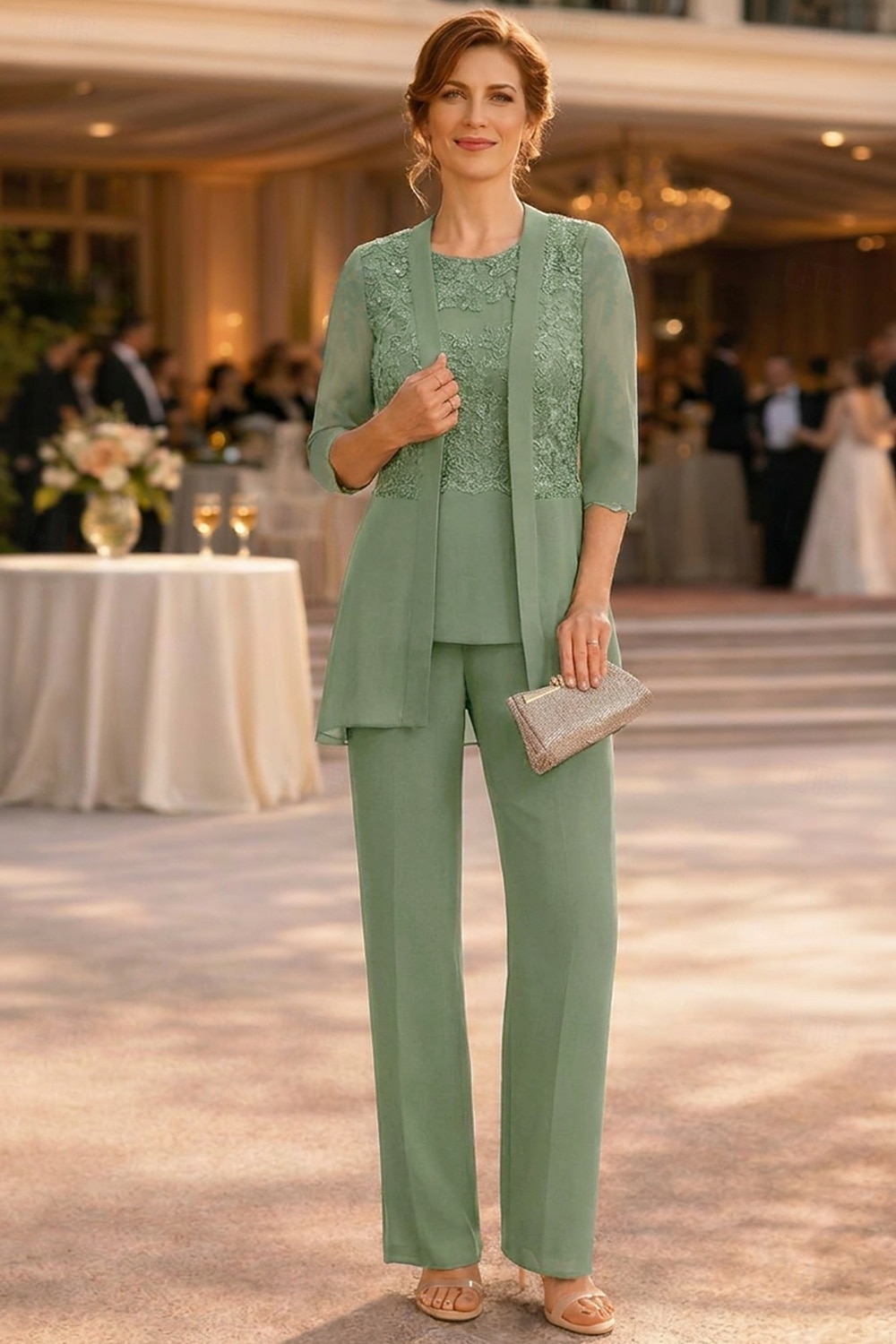 Pantsuit Ankle Length Mother of the Bride Dress Half Sleeve Crew Neck Elegant Vintage Formal Wedding Guest with Solid Color 2026 - $183.99 –P5