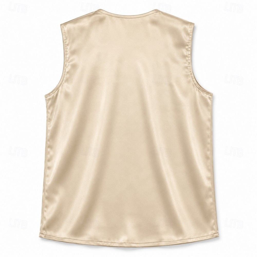 Per donna Camicia camicetta di raso Semplice Elegante Lavoro Casual Senza Maniche Scollo a V Top Regolari Quotidiano All'aperto Champagne Estate del 2026 a $21.99 –P5