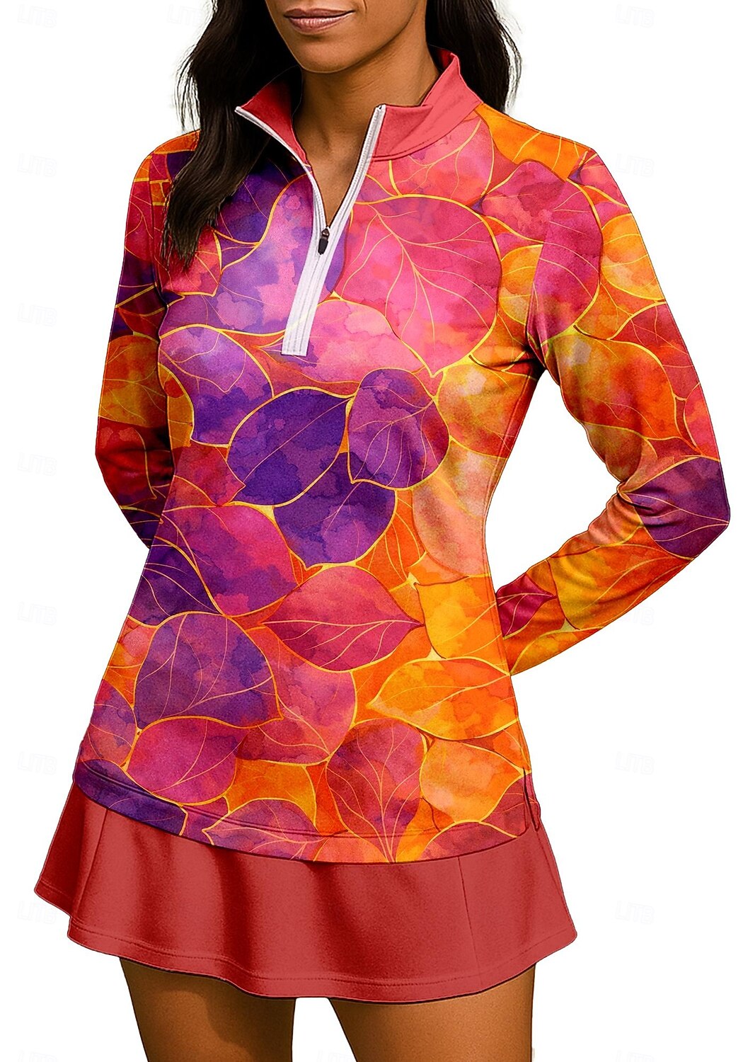 Women's Abstract Sport Shirt Tennis Shirt Tennis Top Long Sleeve Zipper Floral Quarter Zip UPF50+ UV Resistant High Elasticity Moisture Wicking Breathable Volleyball Tennis Golf High Neck Zip Collar 2026 - $22.99 –P3
