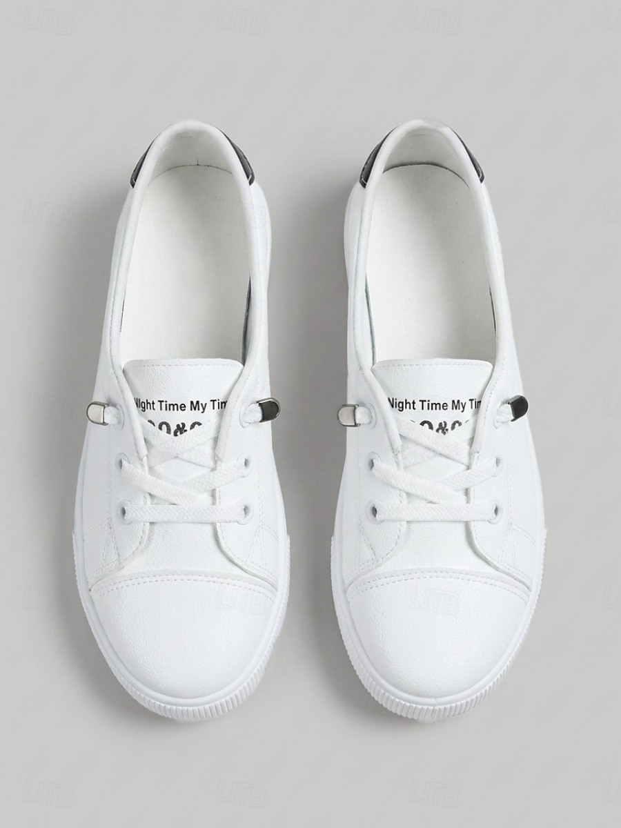 Γυναικεία κλασικά λευκά casual sneakers – ελαφριά παπούτσια πεζοπορίας με ελαστική ταινία και εύκαμπτη αντιολισθητική σόλα για καθημερινή άνεση, σχολείο, ταξίδια και καθημερινή χρήση. 2026 - $24.99 –P4