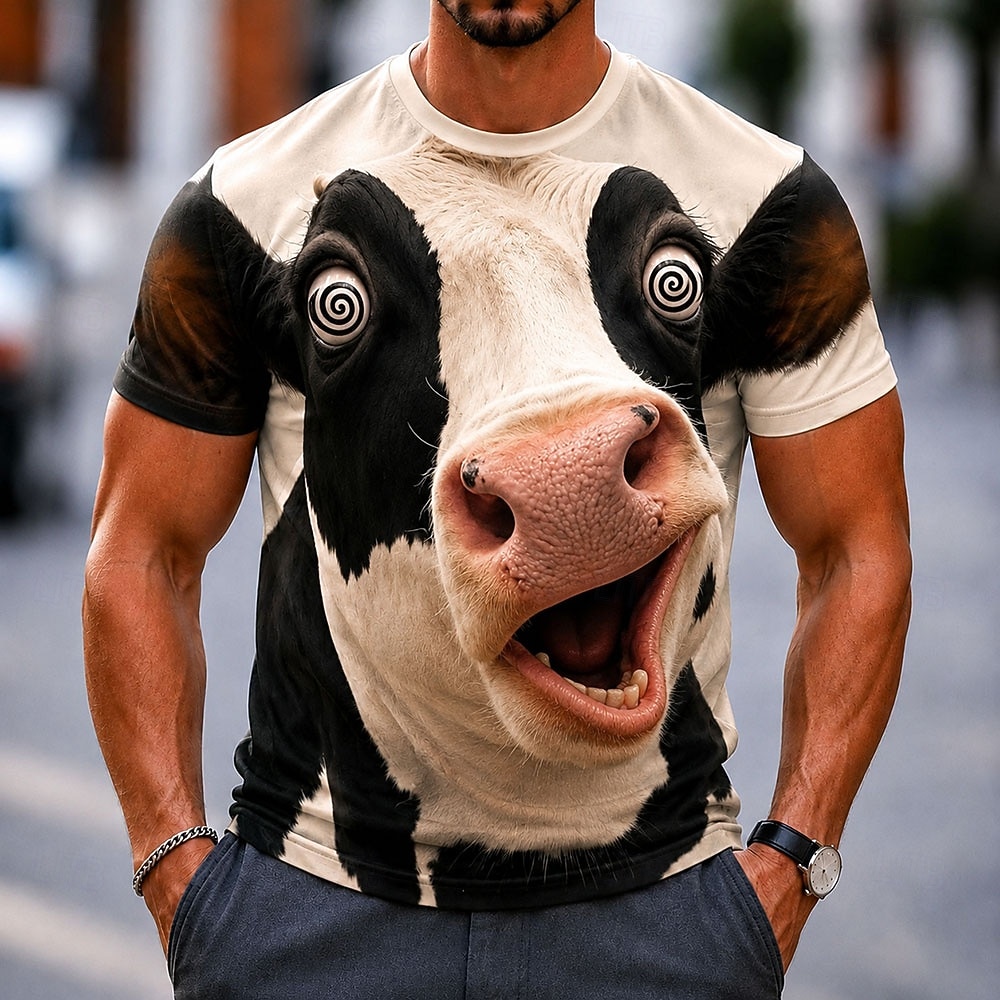 Men's Animal Milk Cows T Shirt Short Sleeve T shirt 3D Print Crew Neck Shirt Funny Casual Daily Street White White 1 White 2 Summer Spring Clothing Apparel S M L XL 2XL 3XL 2026 - $19.99 –P4