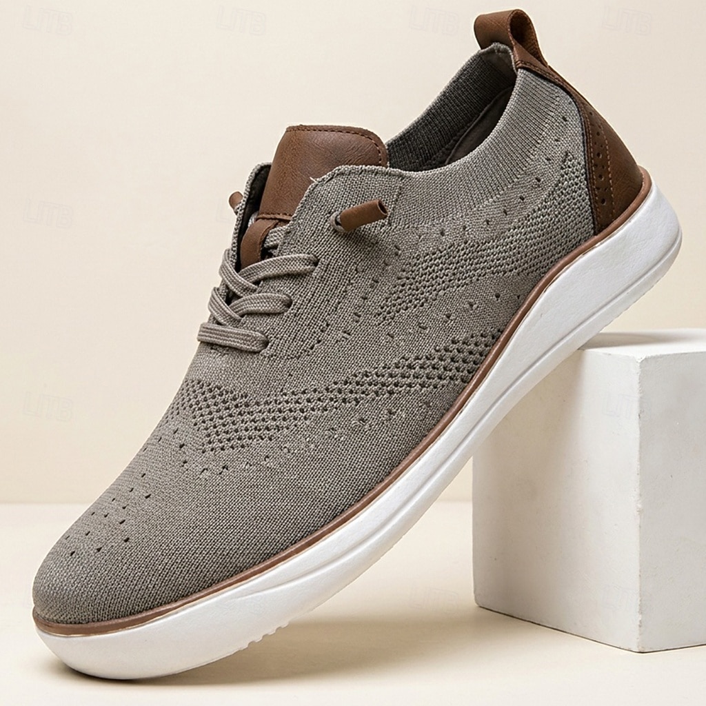 Sneakers Oxford da uomo grigie in maglia, scarpe stringate eleganti e casual, scarpe comode e leggere per ufficio, viaggi e uso quotidiano. del 2026 a $34.99 –P4