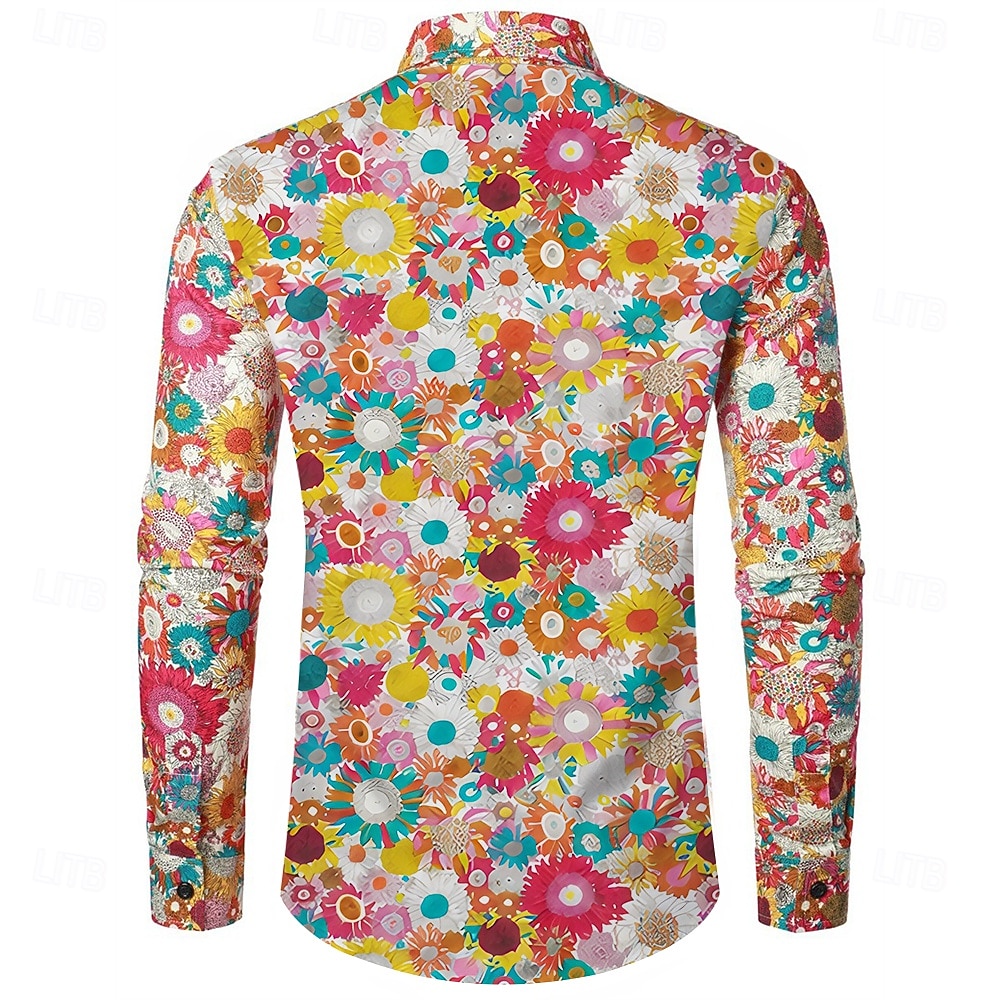 Retro / vintage Boho 70-talet Skjorta Hippie Blommig Maskeradkläder Herr Halloween Karnival musikfestival Retro-temafest Vuxna Skjorta 2026 - $27.99 –P6
