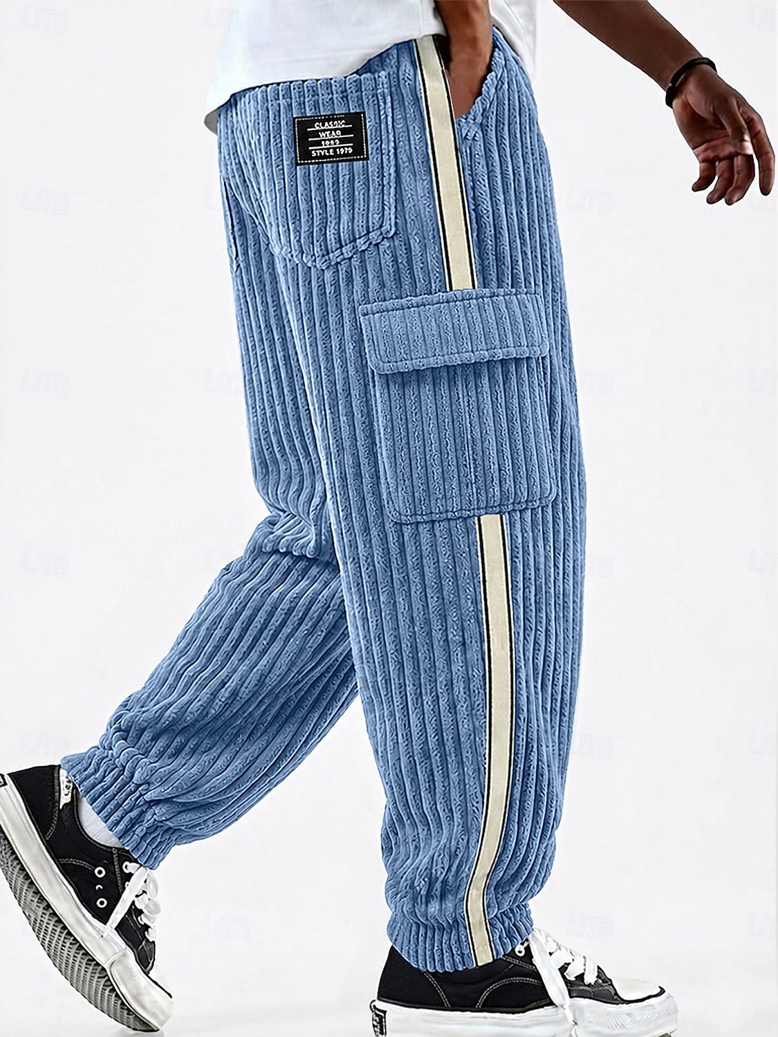 Homens Calças Cargo Calças Calças de Veludo Calção Calça casual Com Cordão Bolso multi Côr Sólida Conforto Comprimento total Casual Diário Ao ar livre Moda Estilo Clássico Azul Azul Marinha Sem de 2026 por $33.99 –P5