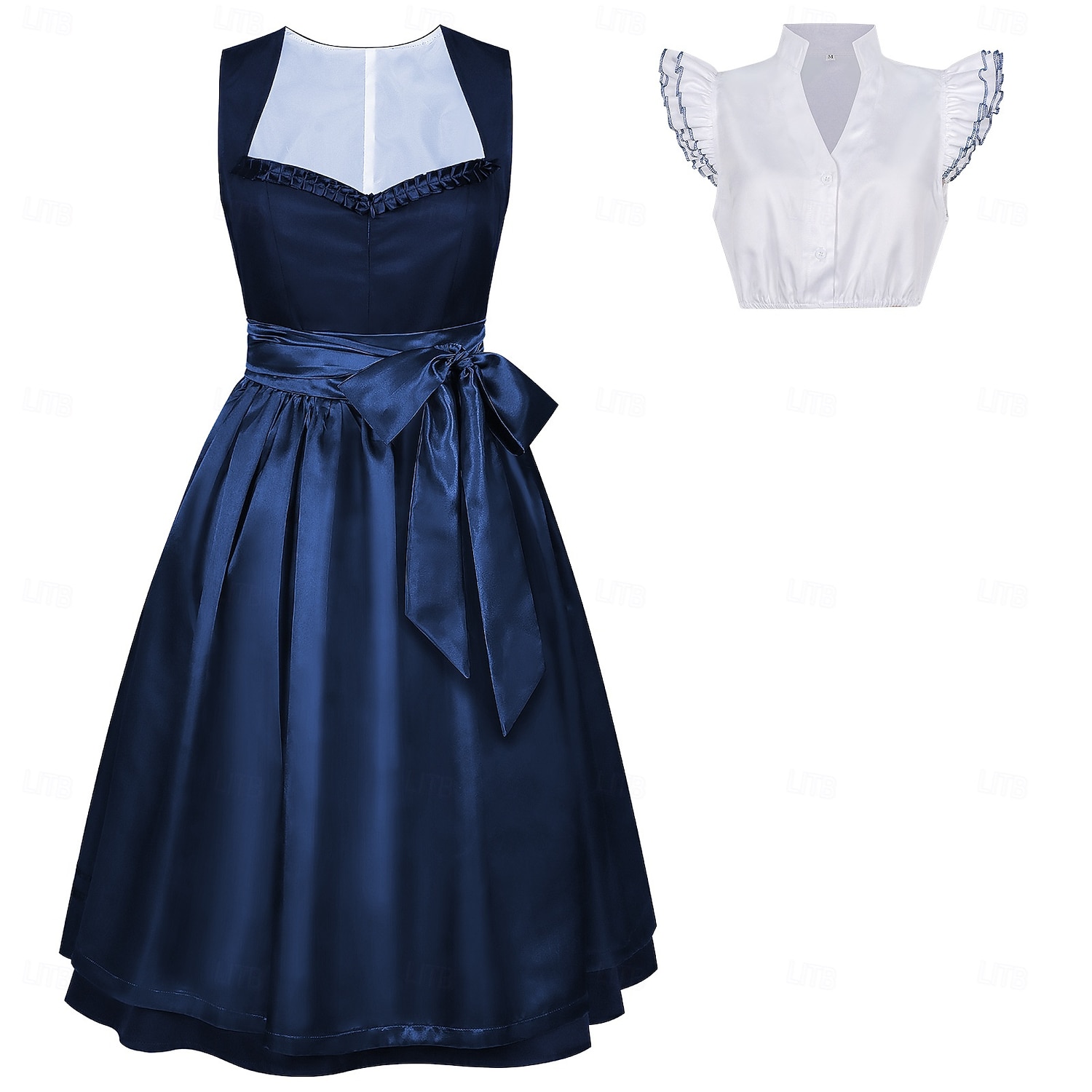 Oktoberfest Robe Dirndl Ensemble Dirndl Blouse Dirndl Longueur midi Tablier aspect satiné Femme de ménage Allemand Alpin Patrimoine Prairies Femmes Carnaval Fête de la Bière Tissu de style de 2026 ? $92.99 –P14