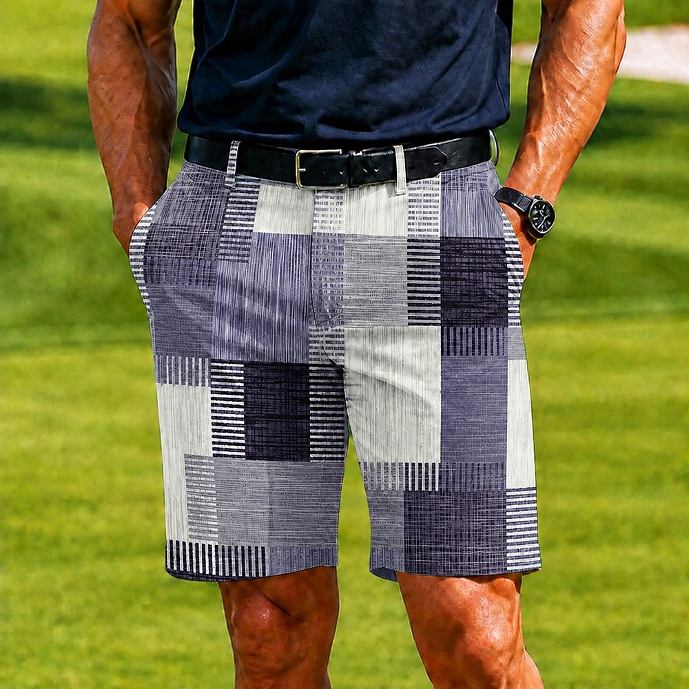 Per uomo Geometrico Plaid Color-blocking Bermuda Pantaloncini casual Pantaloncini da golf Misura del girovita medio Business Casual Lavoro Golf Vacanza al Mare Pantaloncini a vita piatta con 4 tasche del 2026 a $25.99 –P3