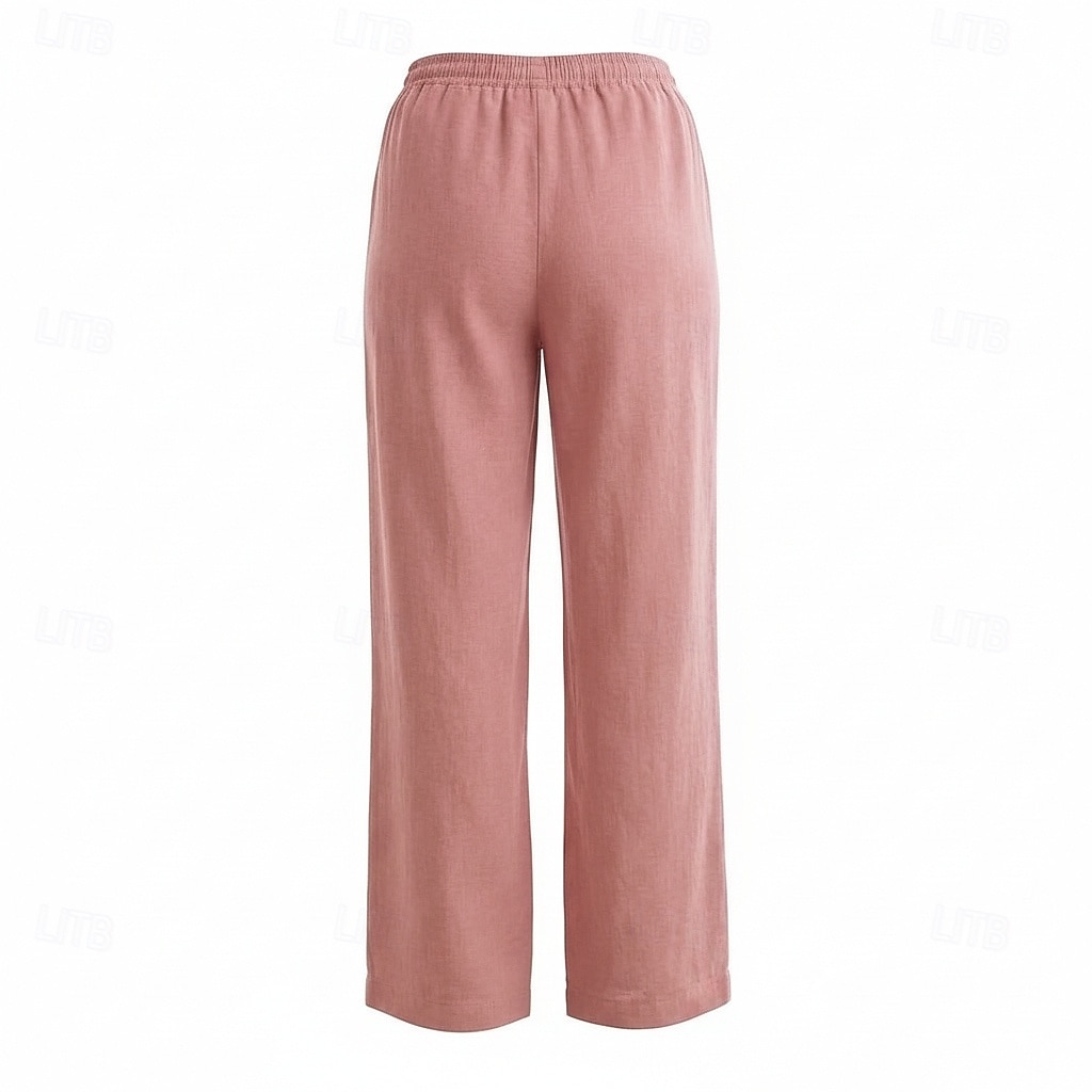 női bő szárú vászon culotte középderekú, teljes hosszúságú, húzózsinóros, zsebes, vakációs bordó, mélyzöld 2026 - $49.99 –P6