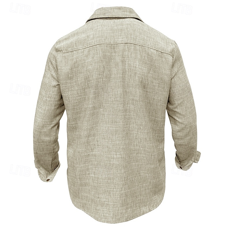 Hommes Chemise Chemise en lin Chemise d'été Tenue de plage Chemise Boutonnée Uni Occasionnel Quotidien Bleu Rose Claire bleu marine Bleu de minuit manche longue Col Printemps & Été Été Vêtement Tenue de 2026 ? $28.99 –P4