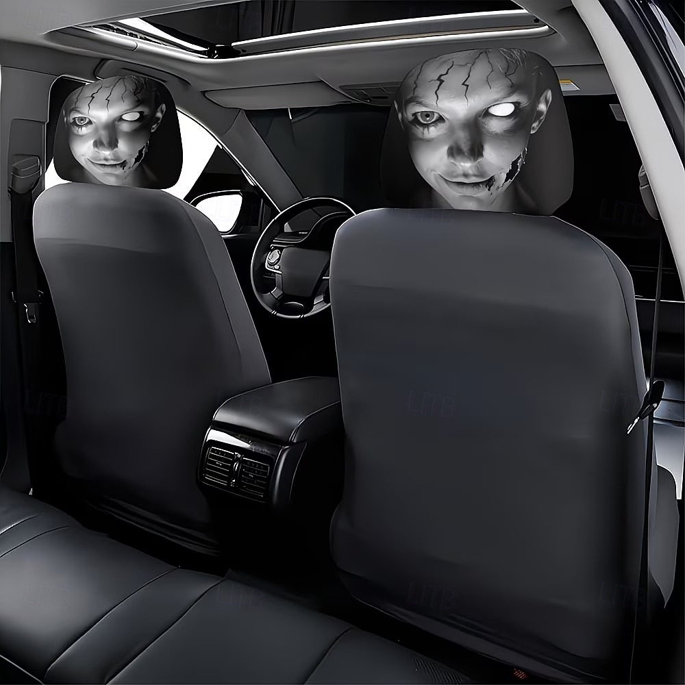 2/4PCS Cracked Makeup Car Seat Headrest Covers, Funny Prank Headrest Protectors, Universal Fit Stretch Car Interior Accessories, Washable and Easy to Install, Comfortable Seat Protection for Cars, SUV 2026 - $16.99 –P3