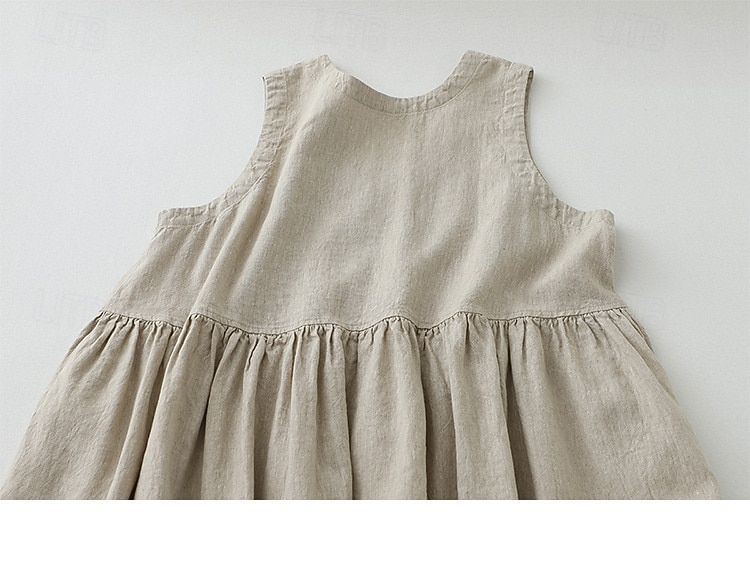 نسائي فستان ميدي 100% Cotton عتيق مناسب للبس اليومي فضفاض صالح سهل بدون كم V رقبة هيذر أخضر عسكري الصيف الربيع 2026 - $18.49 –P5