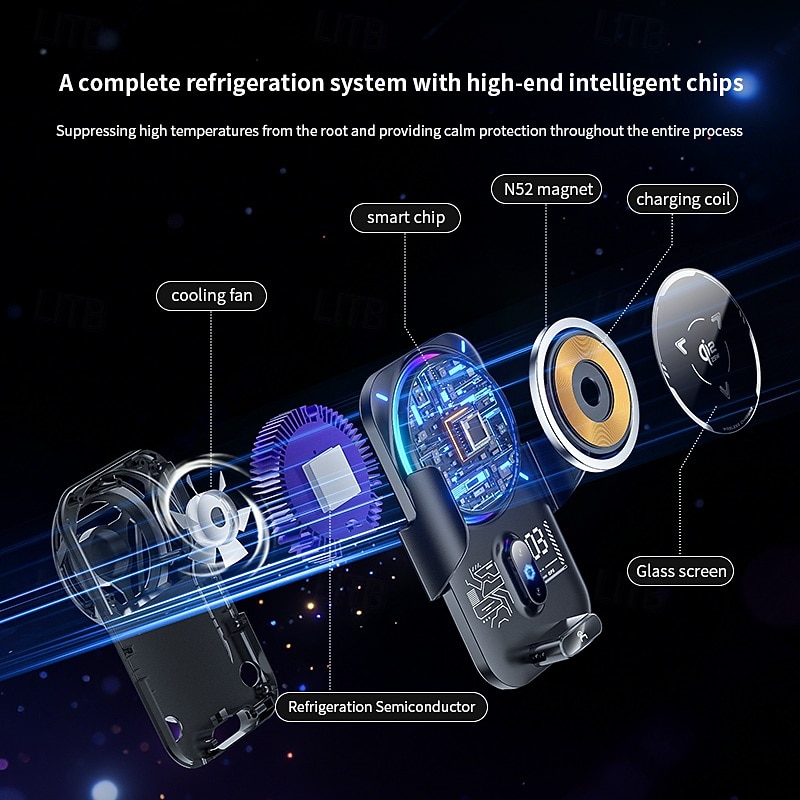 Qi2 25W Wireless Car Charger with Semiconductor Refrigeration, Fast Cooling Magnetic Phone Mount, Auto-Clamping Car Phone Holder with RGB Light, for iPhone 17/16/15/14, Samsung S26, Android 2026 - $47.99 –P5