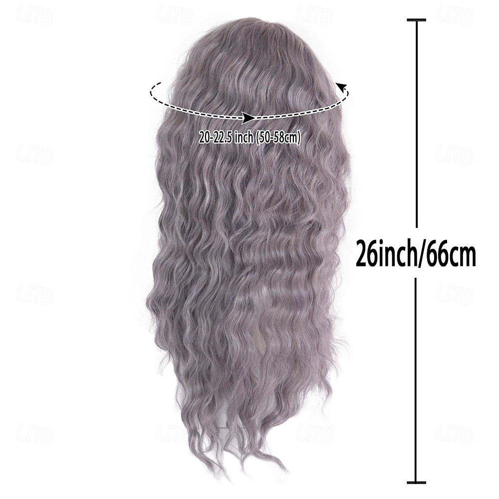 26 Inch Long Wavy Grey Wigs for Women Free Part Hairline Fluffy Hairstyle Victorian Ghost Costume Halloween Party Wig Gothic Horror Witch Cosplay 2026 - $29.99 –P3