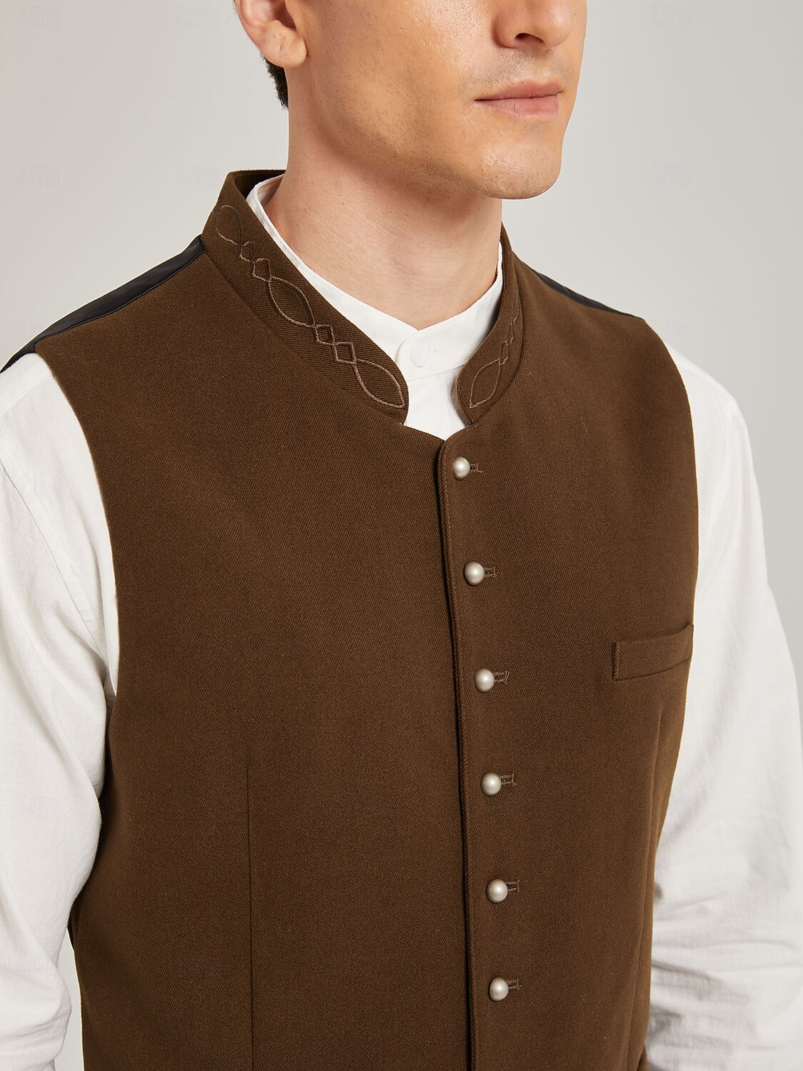 Oktoberfest Trachten-vest Tradisjonell bayersk vest Broderi Høy krage Kinesisk Krave Tysk Alpint Arv Enger Herre Karneval Ølfestivalen Tradisjonell stil klut 2026 - $72.99 –P2