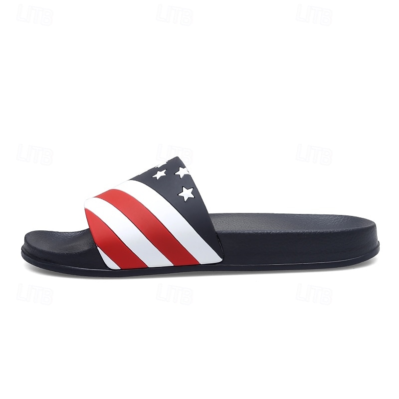 Sandalias planas para hombre con estampado de bandera, zapatos de verano sin cordones con punta abierta, sandalias casuales ligeras para festivales de música, playa, piscina y uso diario. 2026 - $26.99 –P5