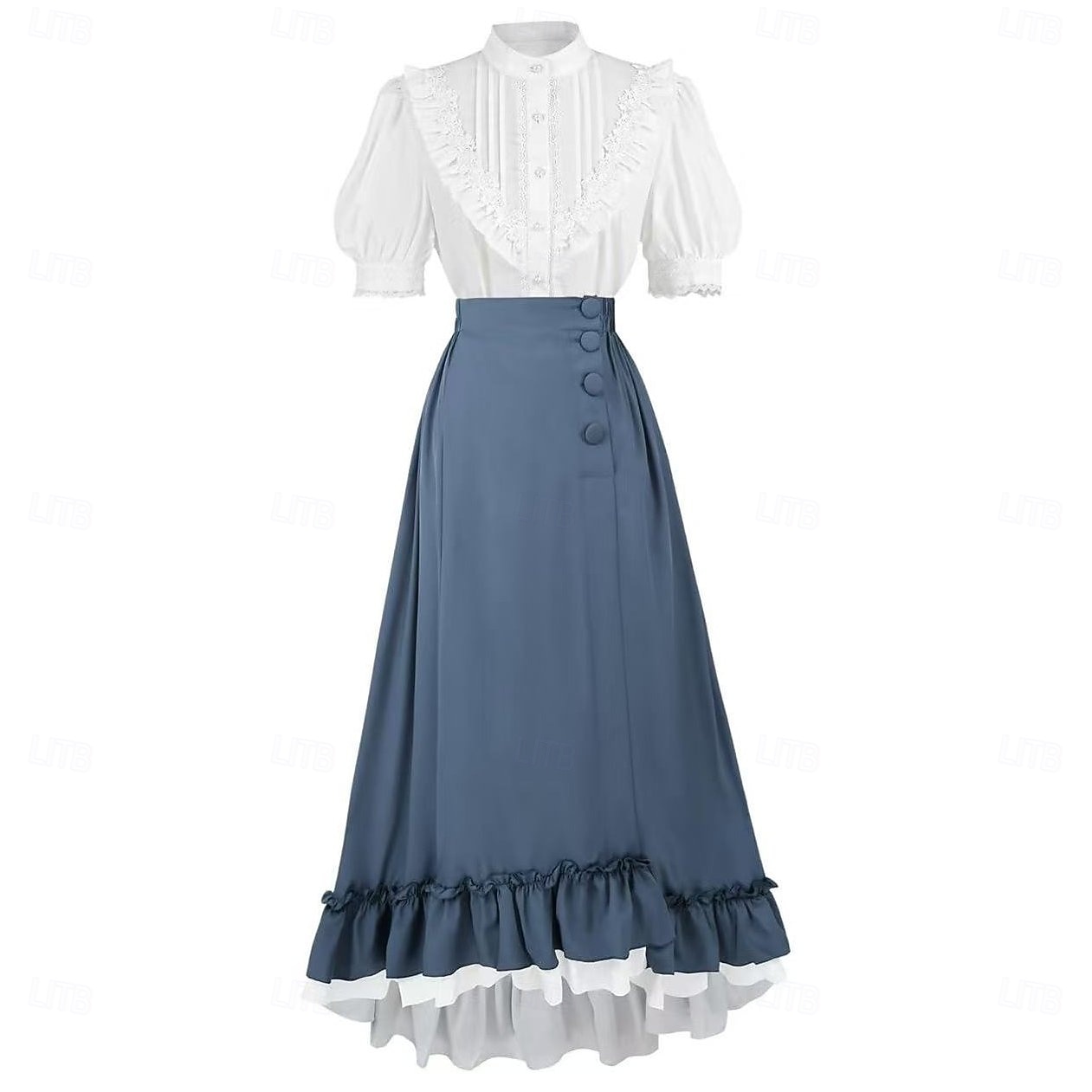 Setti Retro / vintage Renessanssi Cottagecore Epäsymmetrinen Nilkkapituinen Hameet Pusero / hame Pitkähihainen Lempeä nainen Naamiaispuku Naisten Fantasia Karnevaali Juhla Renessanssin messut Aikuiset 2026 - $92.99 –P13