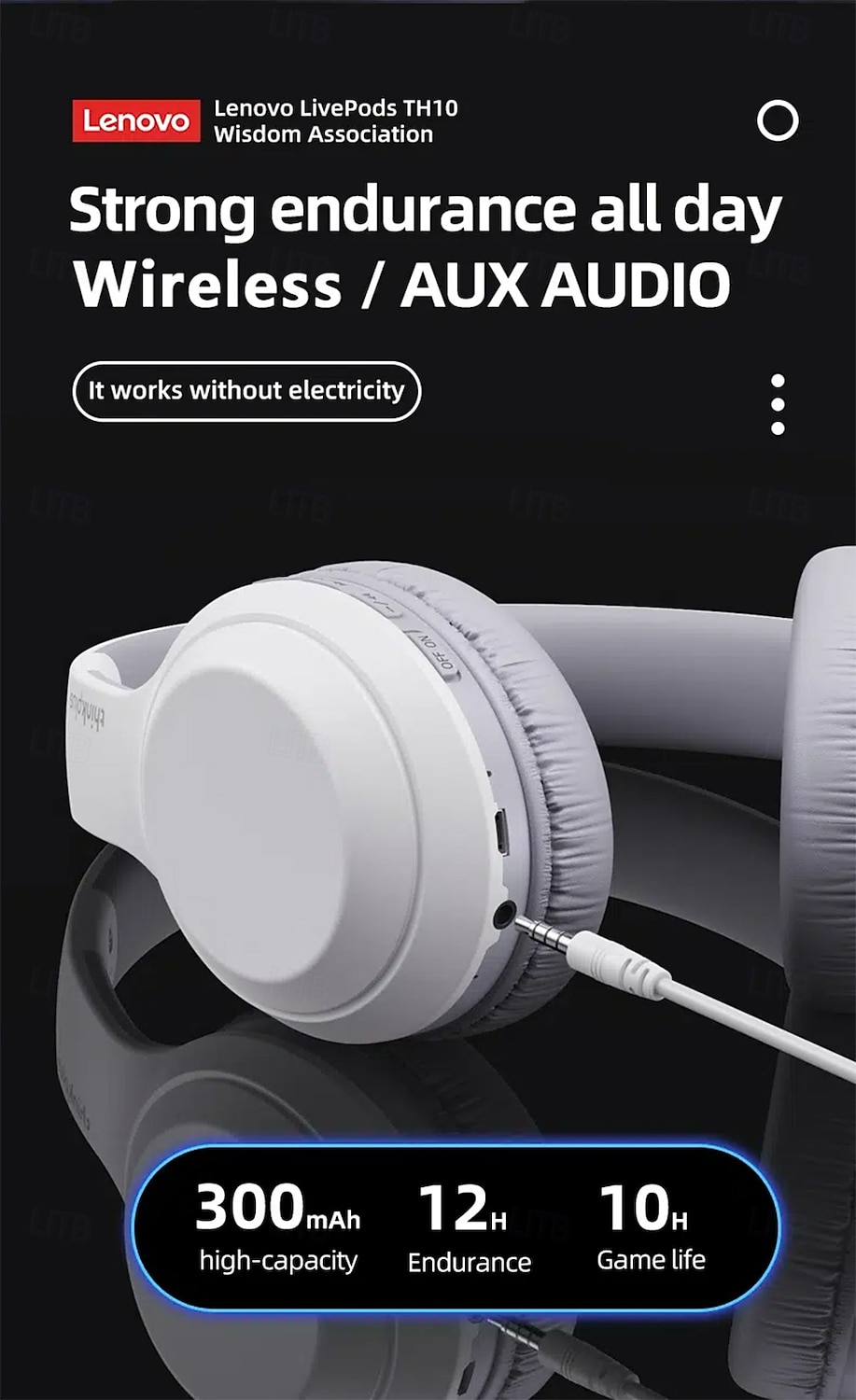Lenovo ThinkPlus draadloze over-ear hoofdtelefoon, Bluetooth 5.3 headset met microfoon, hifi stereo diepe bas, zachte oorkussens, opvouwbaar voor gaming, reizen, kantoor, compatibel met pc en 2026 - $48.99 –P22