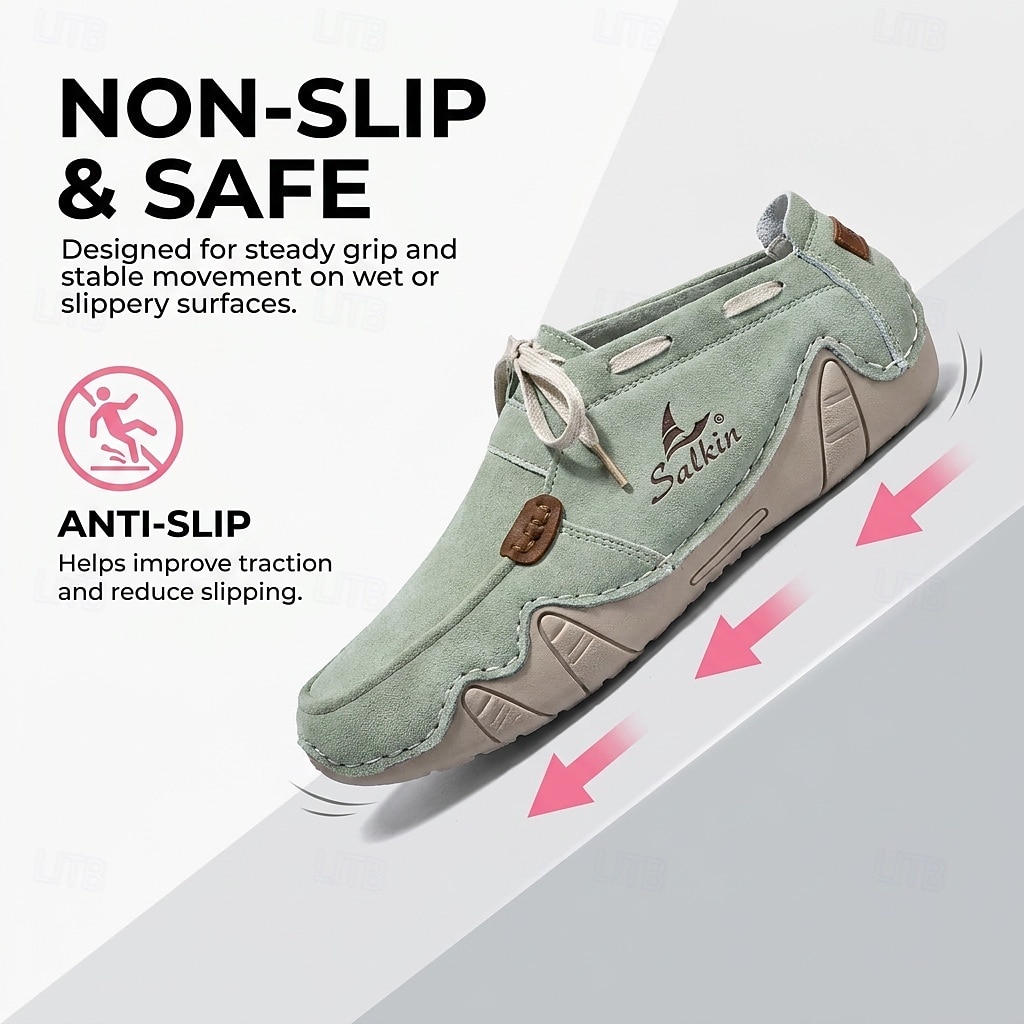 Men's Mint Green Casual Loafers, Lace-Up Comfort Walking Shoes, Lightweight Soft Sole Shoes for Travel, Daily Wear, Outdoor Activities 2026 - $42.99 –P1