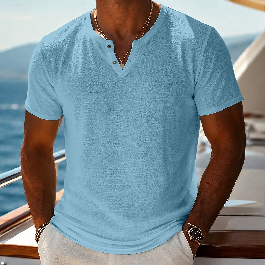 Per uomo Maglietta Maglietta a Maglia Manica Corta Scollo a V Estate Tinta unica Testurizzato Moda Leggero Essenziale Lavorato a maglia Puro Casuale Vacanza Streetwear Blu Nero Verde chiaro Maglietta del 2026 a $16.49 –P17