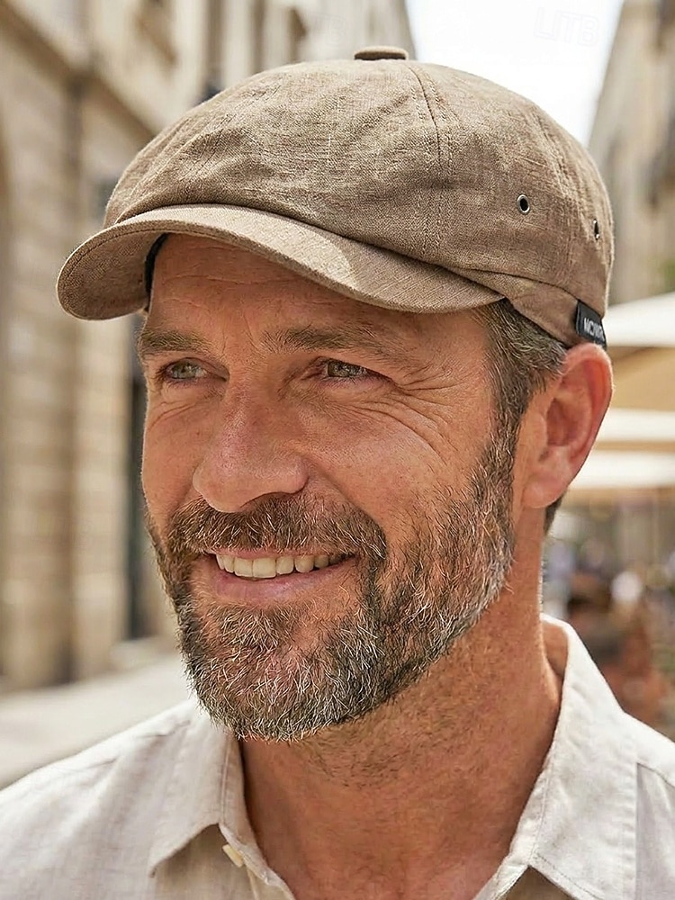 Gorra ligera de verano para hombre, gorra de estilo newsboy de poliéster y algodón transpirable con ajuste elástico, gorra plana clásica para conducir, ideal para golf, viajes y actividades al aire 2026 - $14.99 –P1