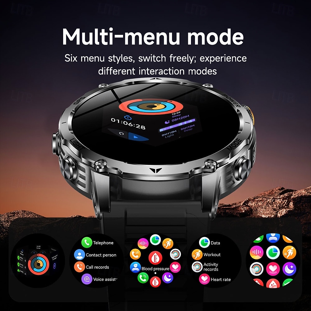 AK102 Smartklokke 1.7 tommers Bluetooth-anrops-smartklokke Skritteller Samtalepåminnelse Fitnessporing Kompatibel med Android iOS Herre GPS Lang ventetid Håndfri bruk IP68 50mm urkasse 2026 - $84.99 –P14