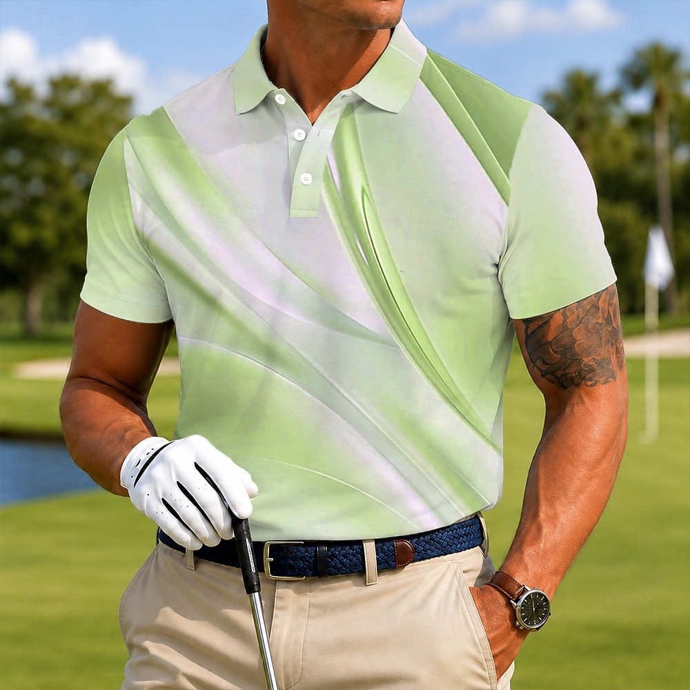 Voor heren Meetkundig Golf Sport Poloshirts Korte mouw Poloshirt Revers Casual Sportkleding 3D-afdrukken Knop Ademend gaas Lente zomer blauw Meerblauw Groen 2026 - $21.99 –P1