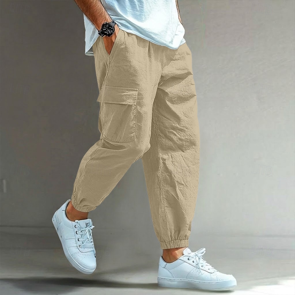 Voor heren Cargohosen Linnen broek Broek Korte broek Zomerbroek Trekkoord Meerdere zakken Elastisch manchet Effen Comfort Ademend Volledige lengte Casual Dagelijks Feestdagen Vakantie Modieus blauw 2026 - $25.99 –P13